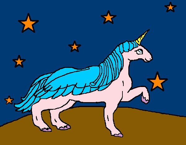 Unicornio mirando las estrellas