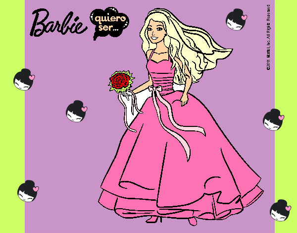 Dibujo Barbie vestida de novia pintado por manumilu