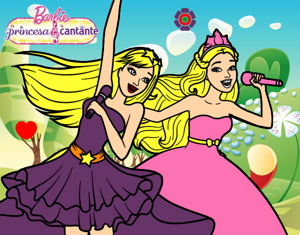 Dibujo Barbie y la princesa cantando pintado por CAMILABONI