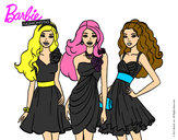 Dibujo Barbie y sus amigas vestidas de fiesta pintado por yukari 