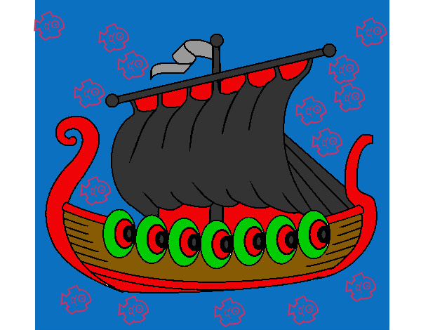 Dibujo Barco vikingo pintado por gisbler