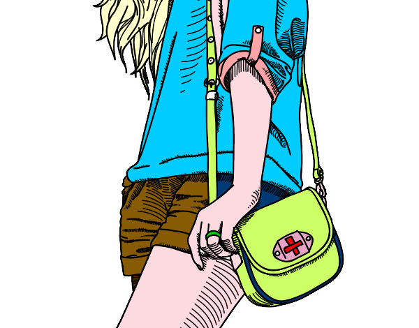 Dibujo Chica con bolso pintado por manumilu