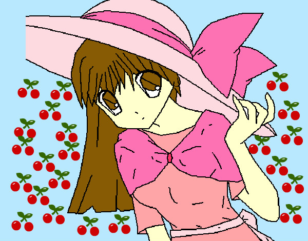 Dibujo Chica con sombrero pamela pintado por PILARIN