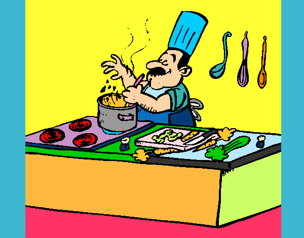 Dibujo Cocinero en la cocina pintado por OlimpiaBar