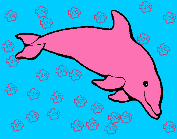 Dibujo Delfín contento pintado por leidybello