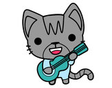 Dibujo Gato guitarrista pintado por mayra5