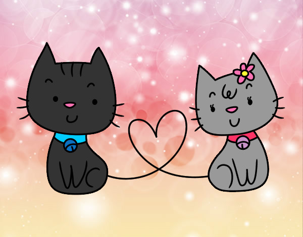 Dibujo Gatos enamorados pintado por Ckobi_