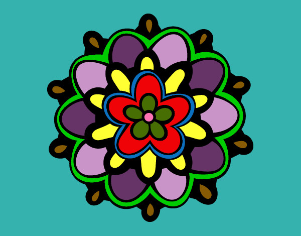 Dibujo Mándala con una flor pintado por kittylove