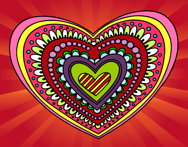Dibujo Mandala corazón pintado por sandrea