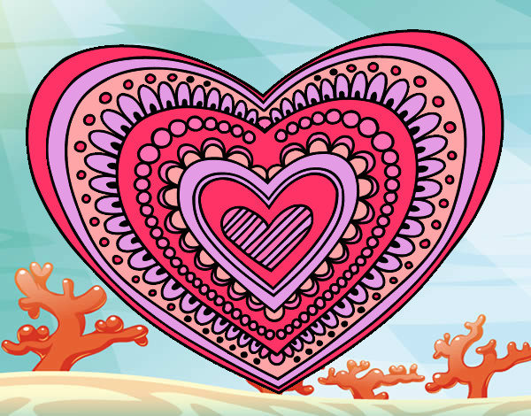 Dibujo Mandala corazón pintado por rstlg