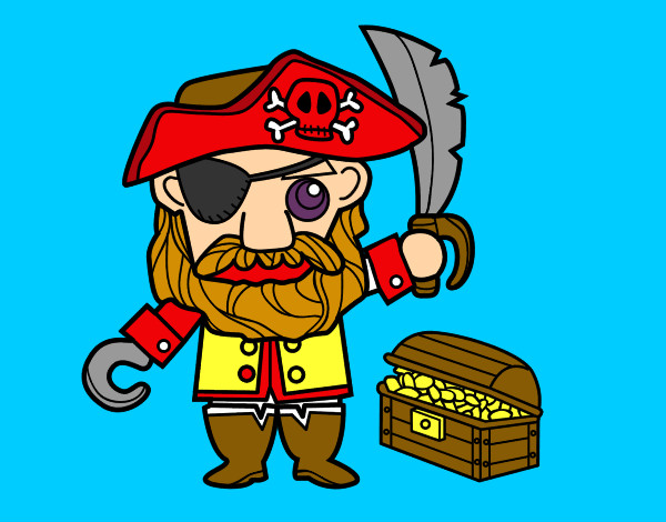 Dibujo Pirata con tesoro pintado por valentinot