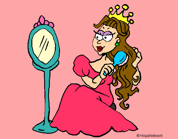 Dibujo Princesa y espejo pintado por davida