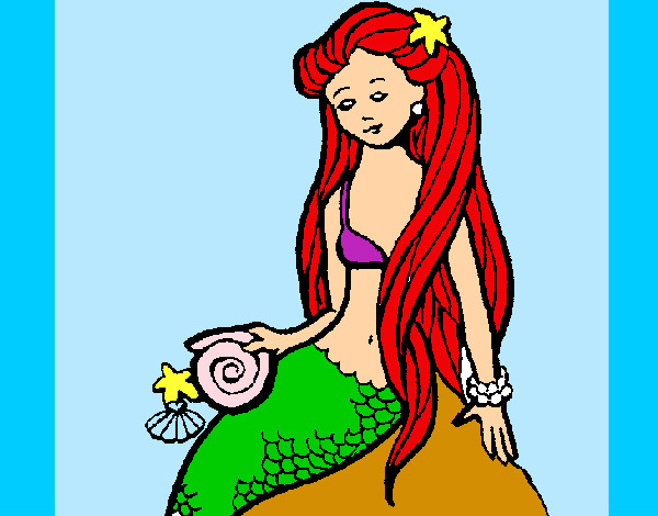 Dibujo Sirena con caracola pintado por Fatimaciel