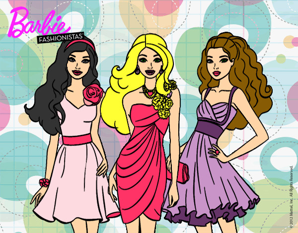 Dibujo Barbie y sus amigas vestidas de fiesta pintado por alesita08