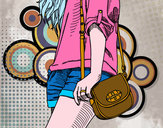 Dibujo Chica con bolso pintado por chillis 
