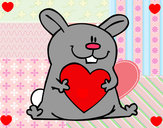 Dibujo Conejo con corazón pintado por videl44