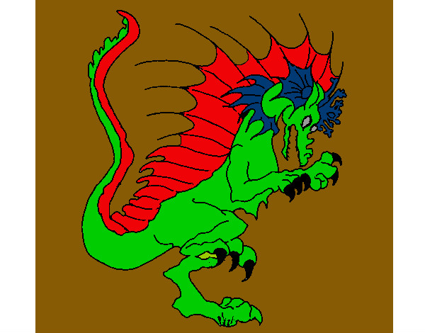 Dibujo Dragón sacando las garras pintado por gokuss3