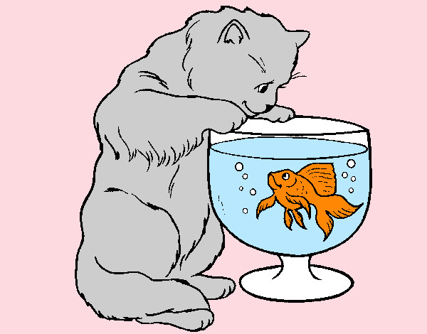 Dibujo Gato mirando al pez pintado por maylop