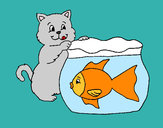 Dibujo Gato y pez pintado por maylop