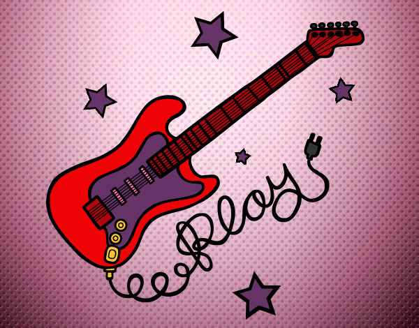 Dibujo Guitarra y estrellas pintado por almudenita