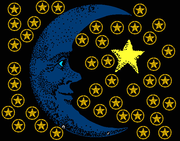 Dibujo Luna y estrella pintado por edwa