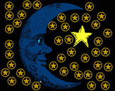 Dibujo Luna y estrella pintado por edwa