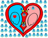 Dibujo Pajaritos enamorados pintado por edwa