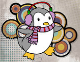 Dibujo Pingüino con bufanda pintado por videl44