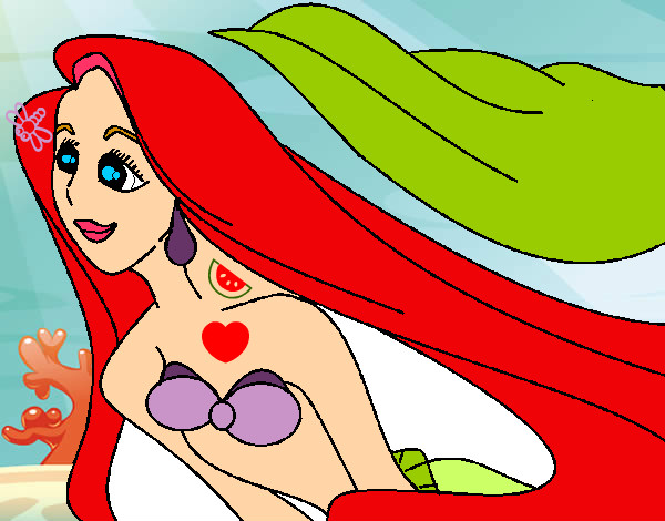 Dibujo de Sirenita Ariel pintado por Joselaus en Dibujos net el día 18