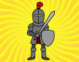 Dibujo Caballero con espada y escudo pintado por choque