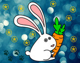 Dibujo Conejo con zanahoria pintado por PILARIN