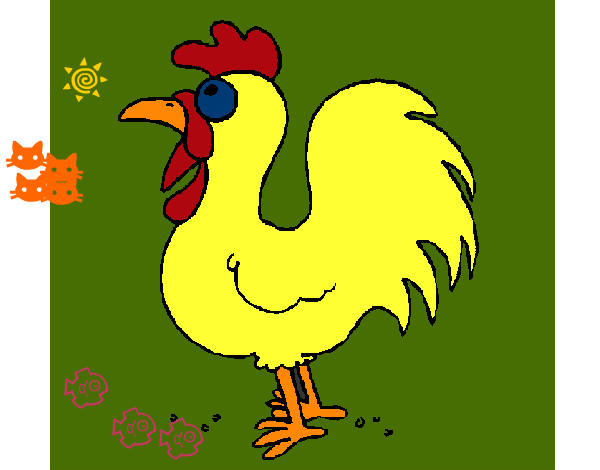 Dibujo Gallo de granja pintado por roosortiz