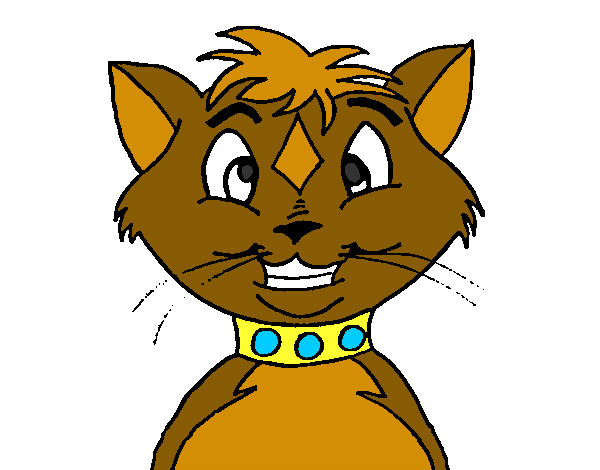 Dibujo Gato con collar pintado por da12306