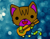 Dibujo Gato guitarrista pintado por Pinka29