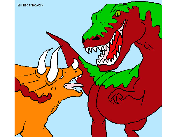 Dibujo Lucha de dinosaurios pintado por marcbf