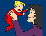 Dibujo Madre con su bebe 1 pintado por da12306