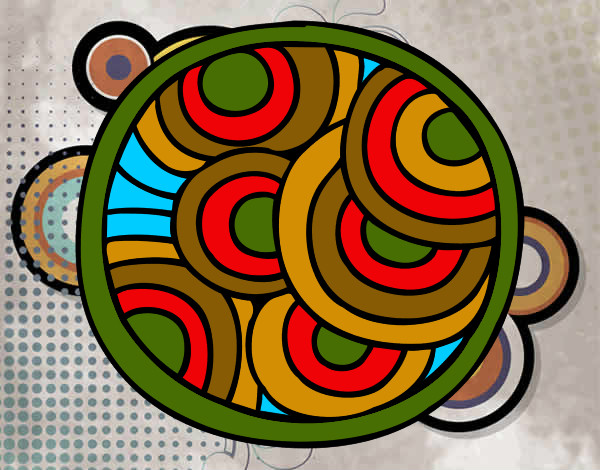 Dibujo Mandala circular pintado por choque
