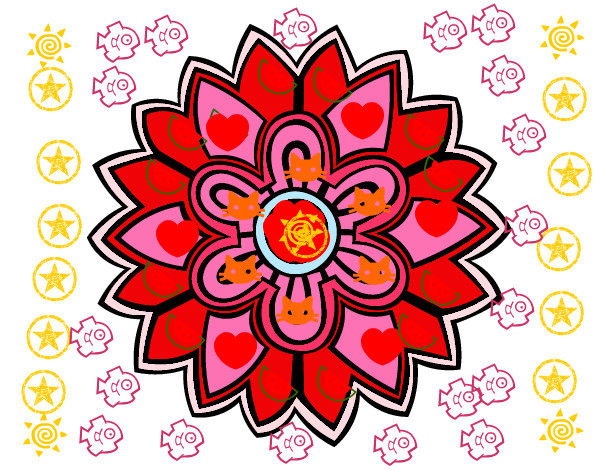 Dibujo Mándala con forma de flor weiss pintado por keyker 