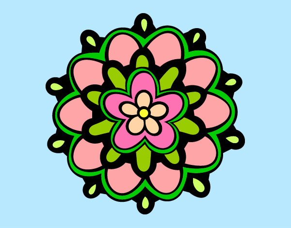 Dibujo Mándala con una flor pintado por ynes