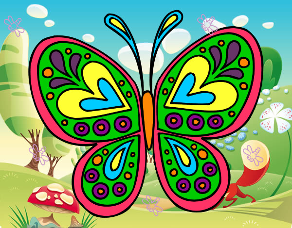 Dibujo Mandala mariposa pintado por galilea111