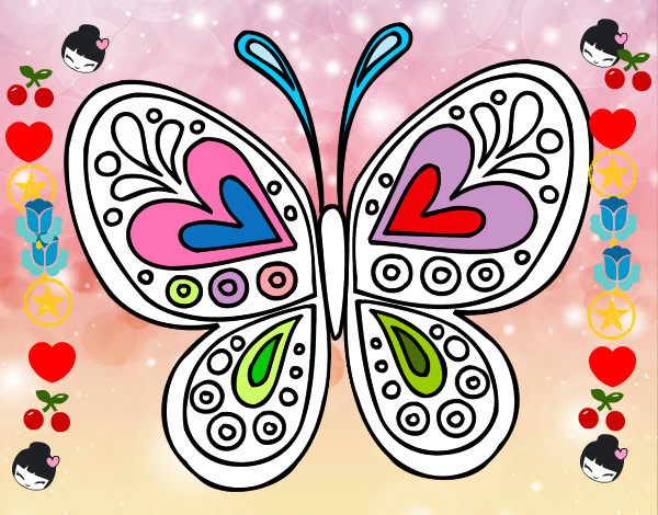 Dibujo Mandala mariposa pintado por ludmimilu