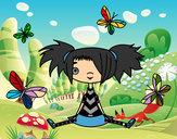 Dibujo Niña con mariposas pintado por Pinka29