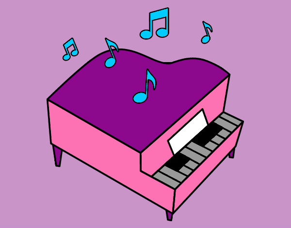 piano con notas musicales