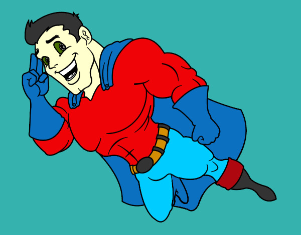Dibujo Superhéroe volando pintado por jetli
