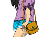 Dibujo Chica con bolso pintado por Nikaty