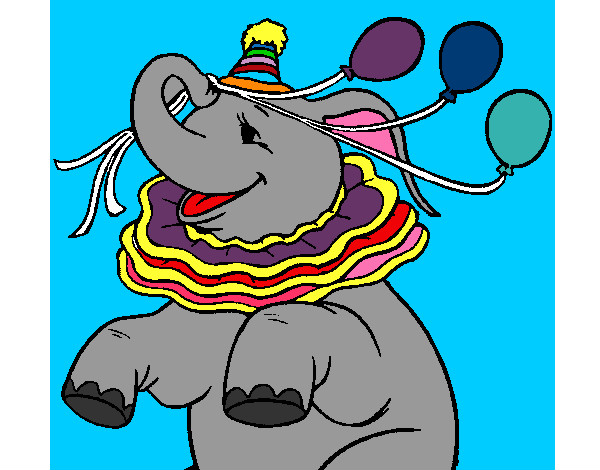 Dibujo Elefante con 3 globos pintado por Romi22