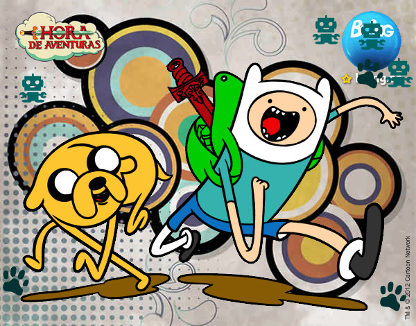 Dibujo Finn y Jake pintado por juis