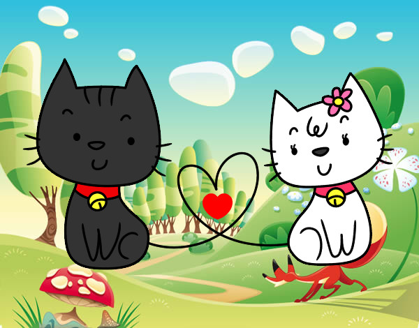Dibujo Gatos enamorados pintado por mikulakune