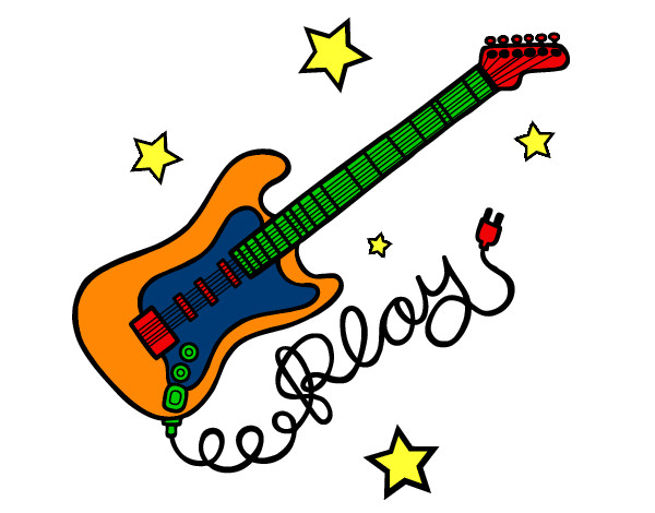 Dibujo Guitarra y estrellas pintado por jogeleon