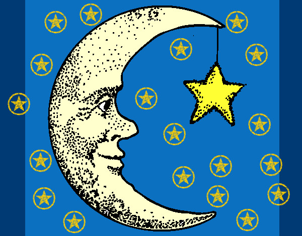 Dibujo Luna y estrella pintado por mimami